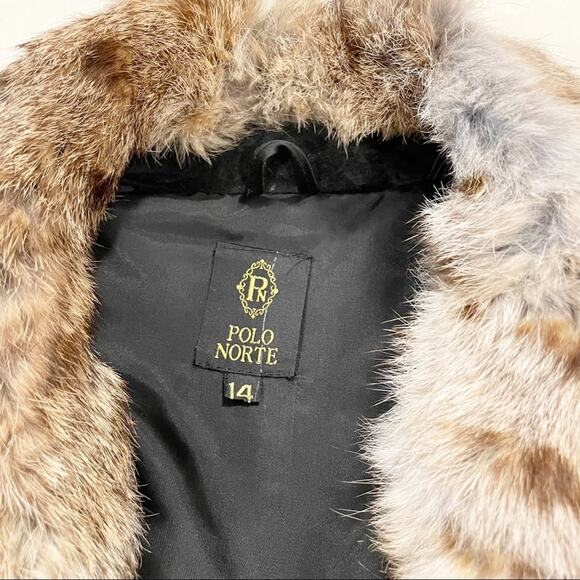 Vintage Polo Norte Black Suede Leather Fur Fringed Jacket 14 - Picture 5 of 9